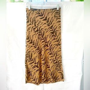 Madewell Silk Midi Slip Skirt in Tiger Stripe, size 6